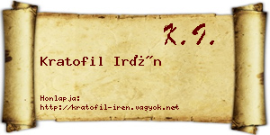 Kratofil Irén névjegykártya